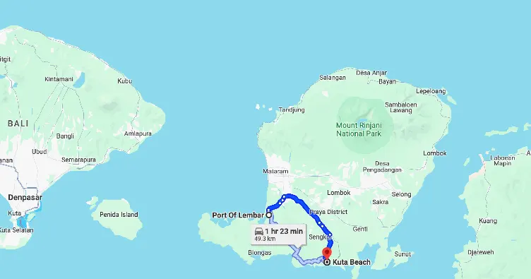 Lembar to Kuta beach Lombok