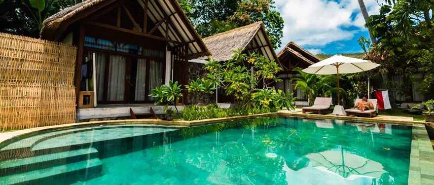 Pool view at LMBK Surf House Surf Camp